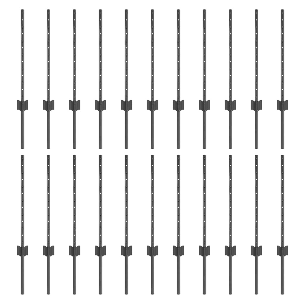 Plotové sloupky 22 pcs Šedá 100 cm Ocel