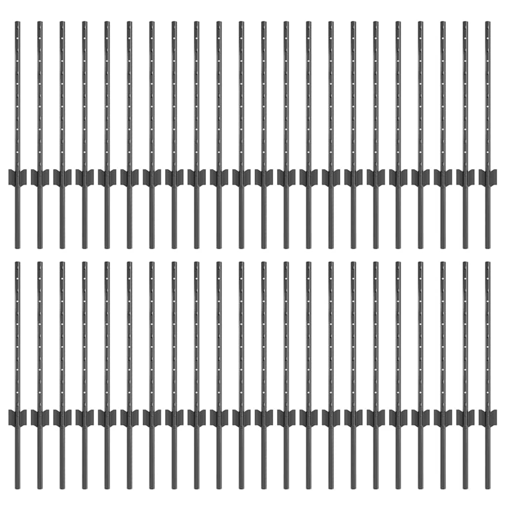 Plotové sloupky 44 pcs Šedá 100 cm Ocel
