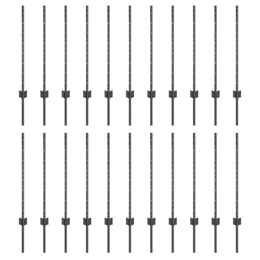 Plotové sloupky 22 pcs Šedá 120 cm Ocel