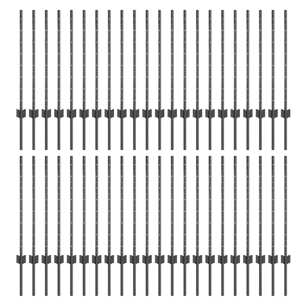 Plotové sloupky 44 pcs Šedá 120 cm Ocel