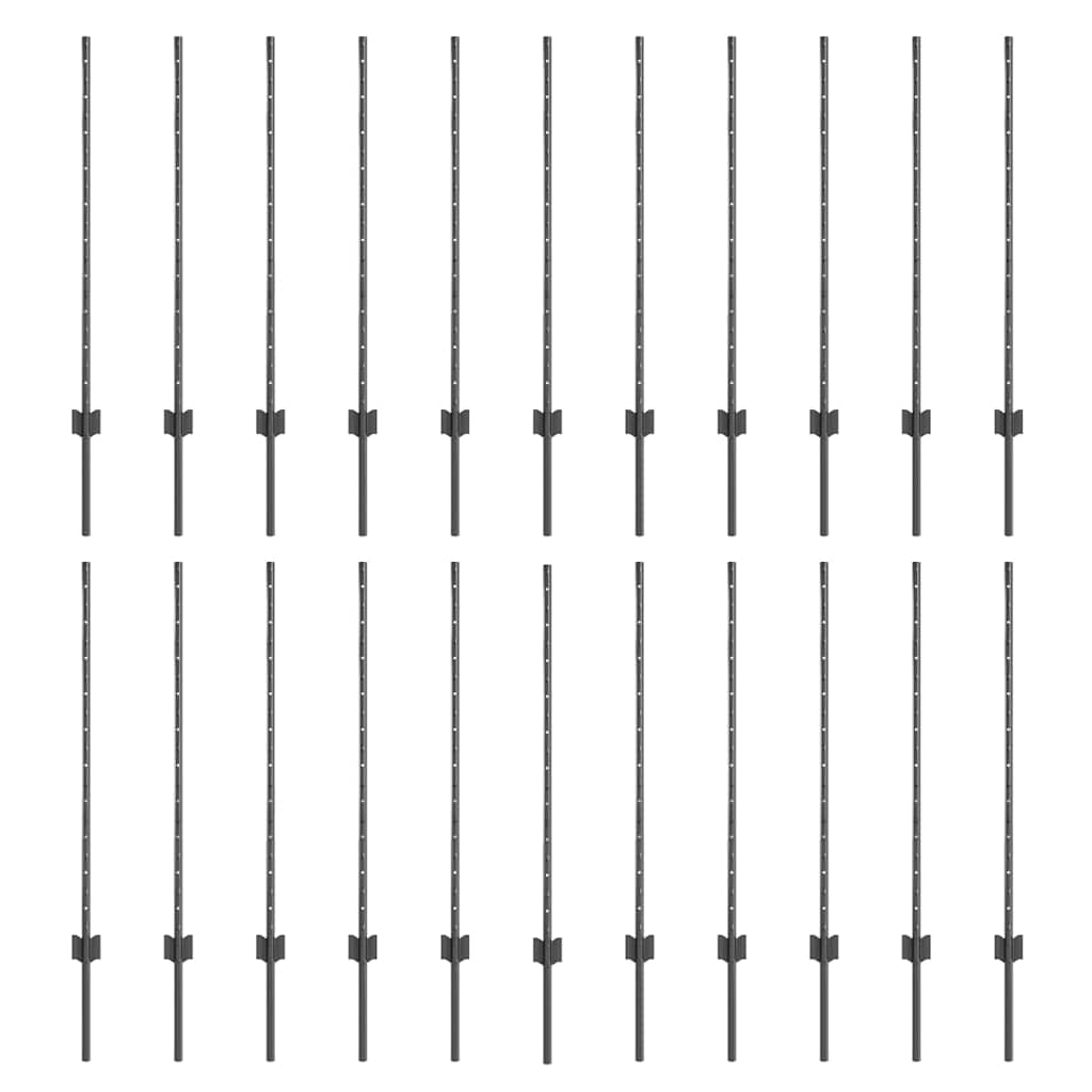 Plotové sloupky 44 pcs Šedá 140 cm Ocel