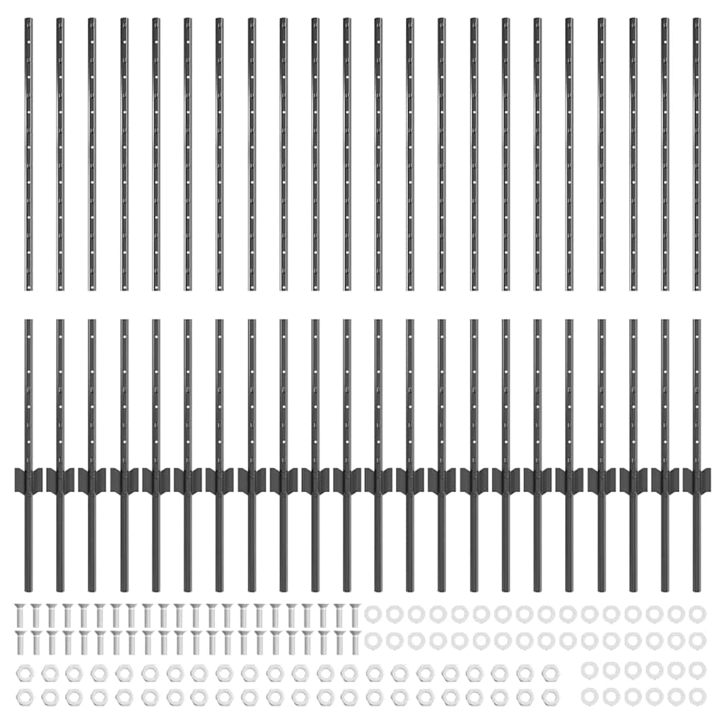 Plotové sloupky 44 pcs Šedá 140 cm Ocel