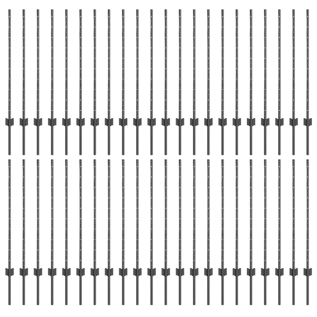 Plotové sloupky 88 pcs Šedá 140 cm Ocel