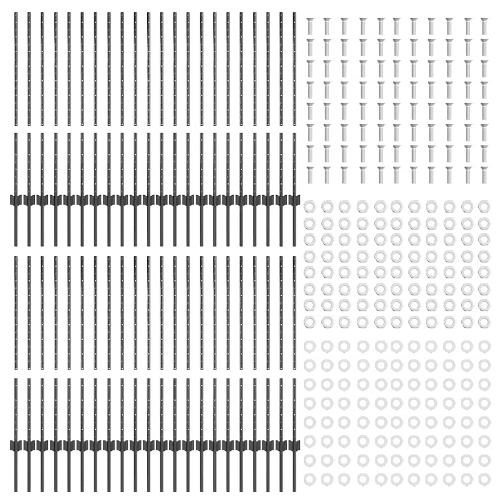 Plotové sloupky 88 pcs Šedá 140 cm Ocel