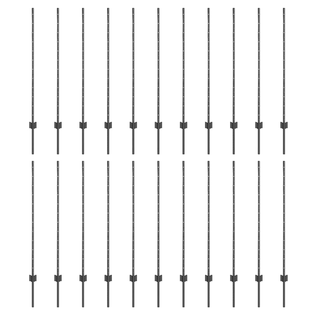 Plotové sloupky 44 pcs Šedá 160 cm Ocel