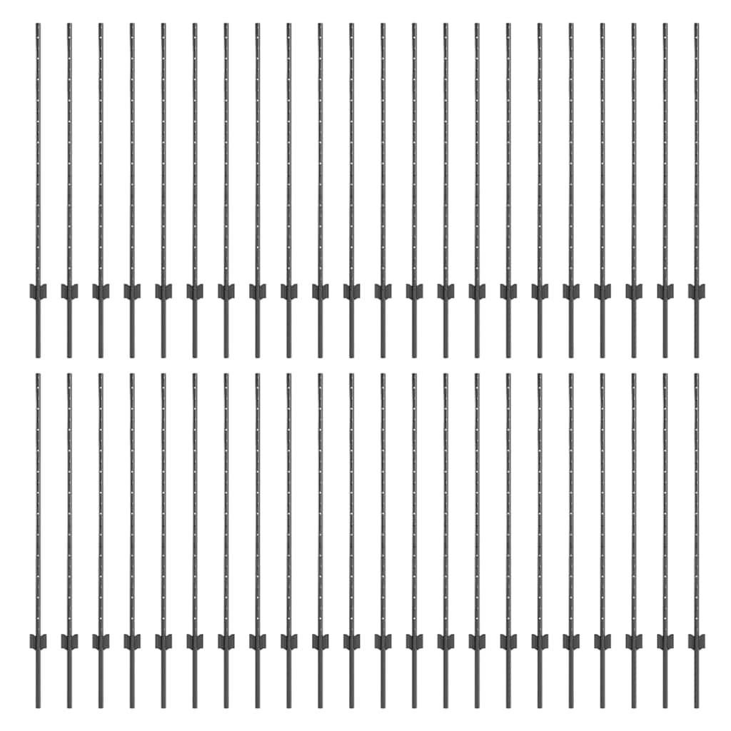 Plotové sloupky 88 pcs Šedá 160 cm Ocel