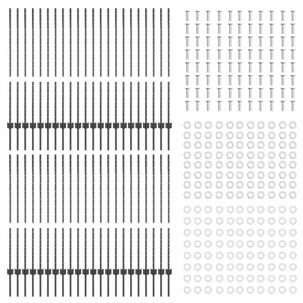 Plotové sloupky 88 pcs Šedá 160 cm Ocel