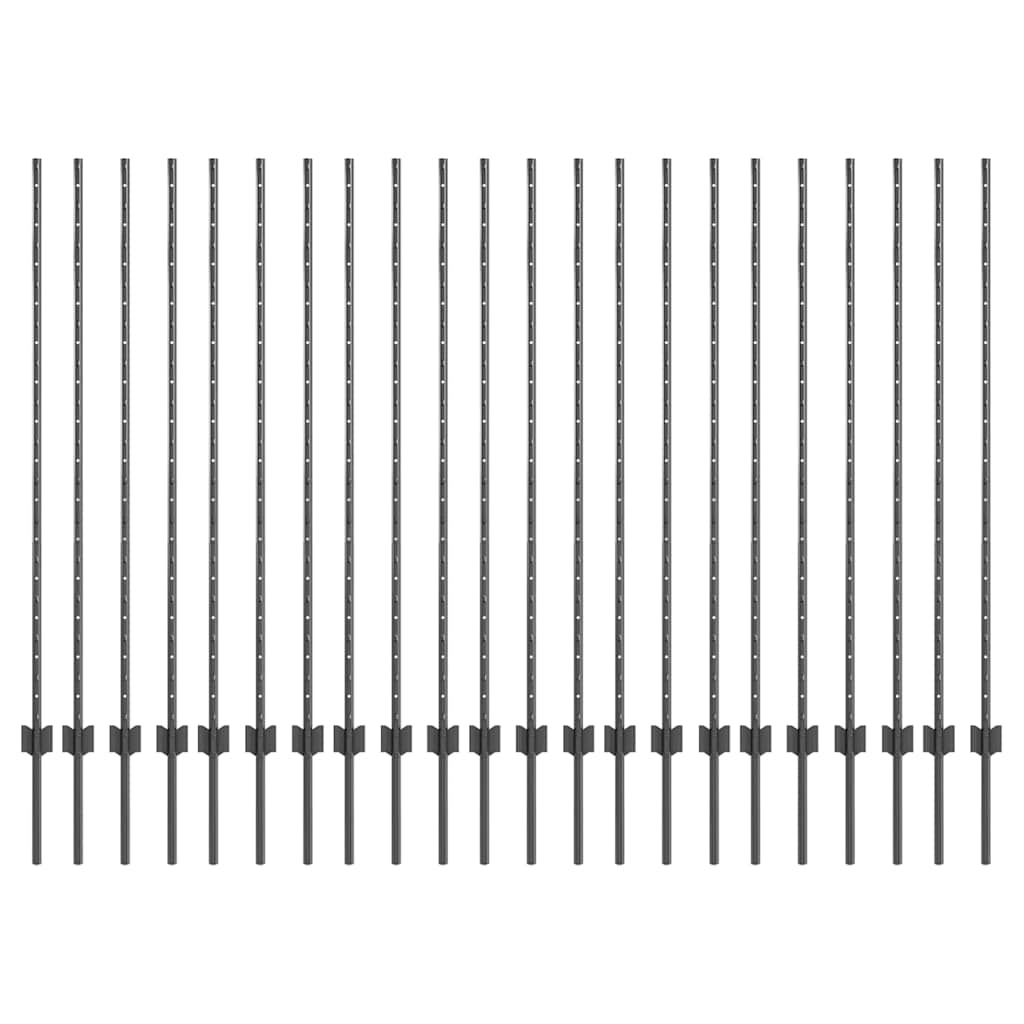 Plotové sloupky 44 pcs Šedá 180 cm Ocel