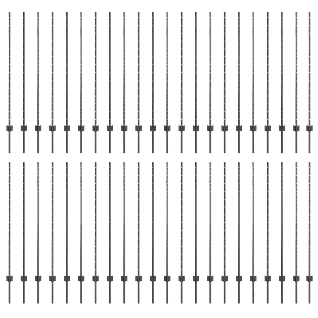 Plotové sloupky 88 pcs Šedá 180 cm Ocel