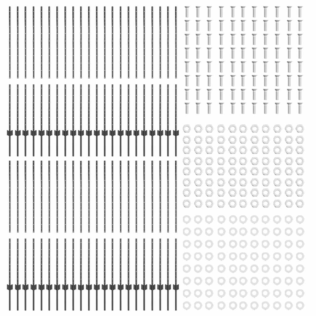 Plotové sloupky 88 pcs Šedá 180 cm Ocel