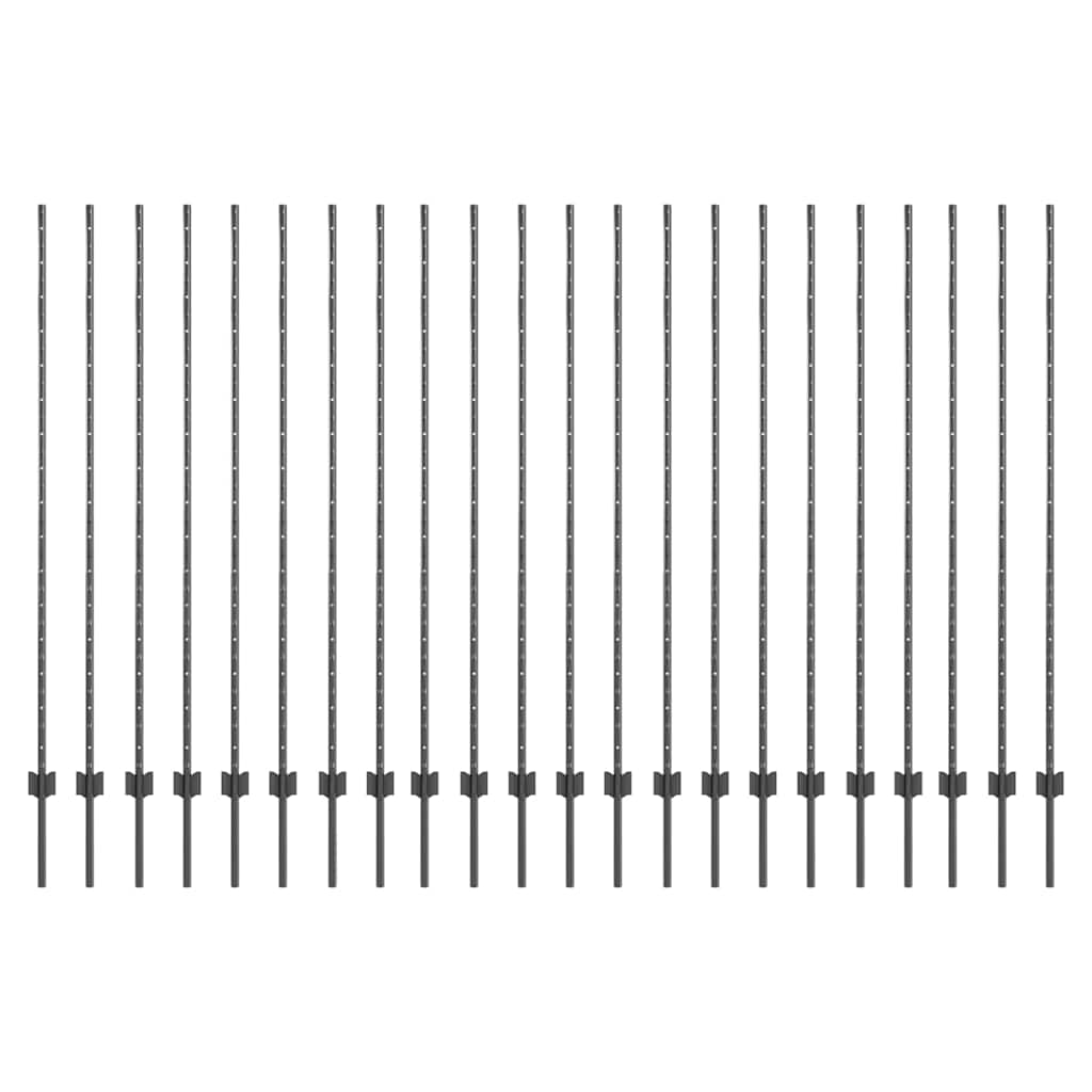 Plotové sloupky 44 pcs Šedá 200 cm Ocel