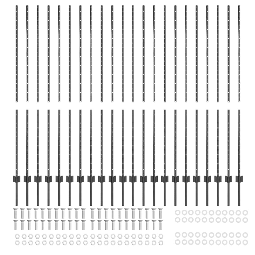 Plotové sloupky 44 pcs Šedá 200 cm Ocel