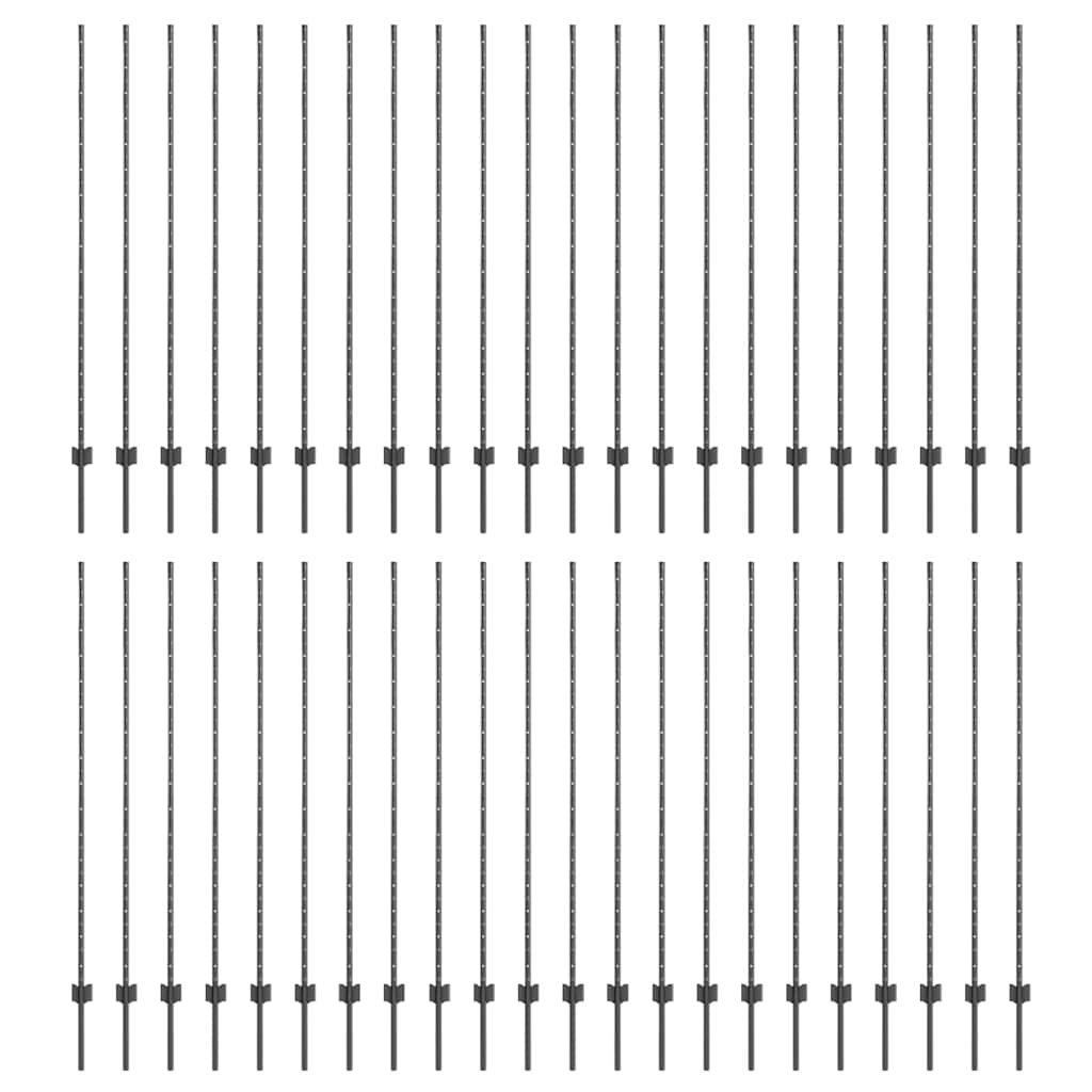 Plotové sloupky 88 pcs Šedá 200 cm Ocel