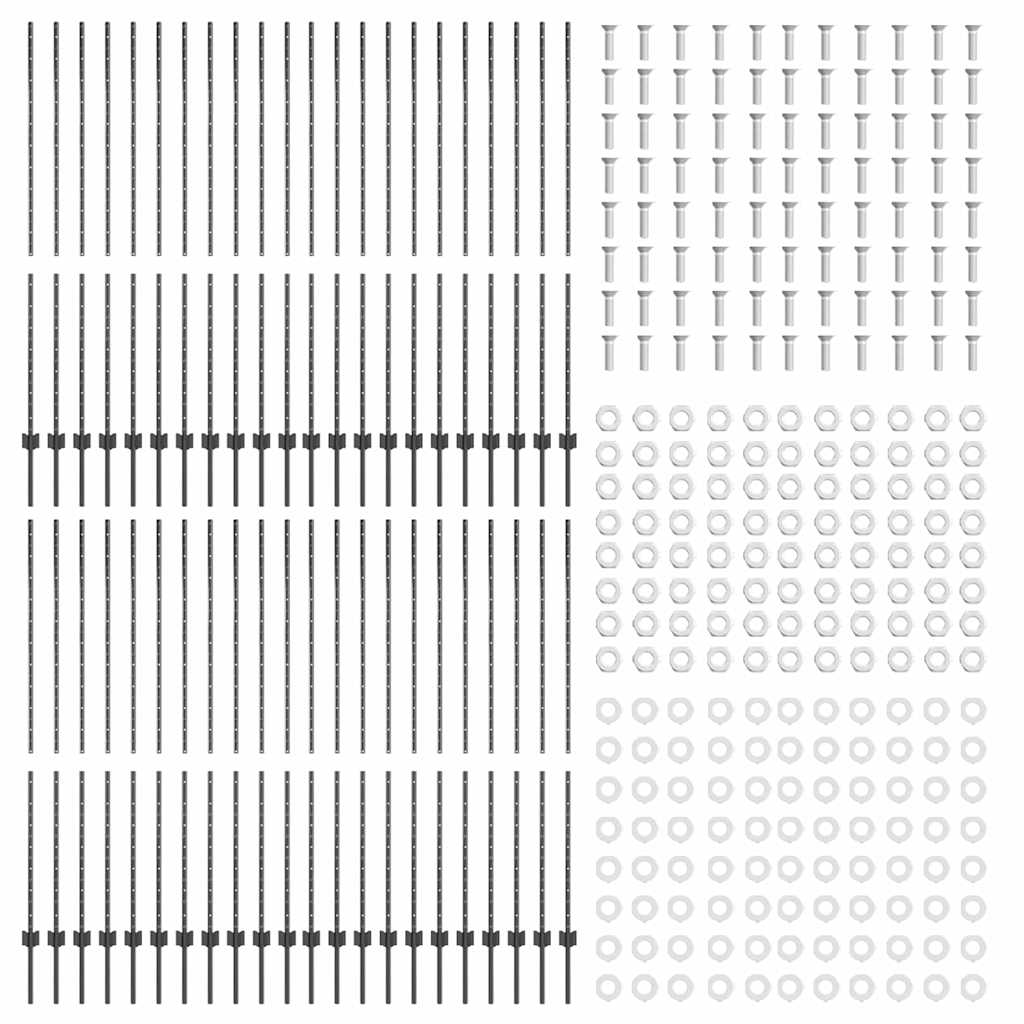 Plotové sloupky 88 pcs Šedá 200 cm Ocel