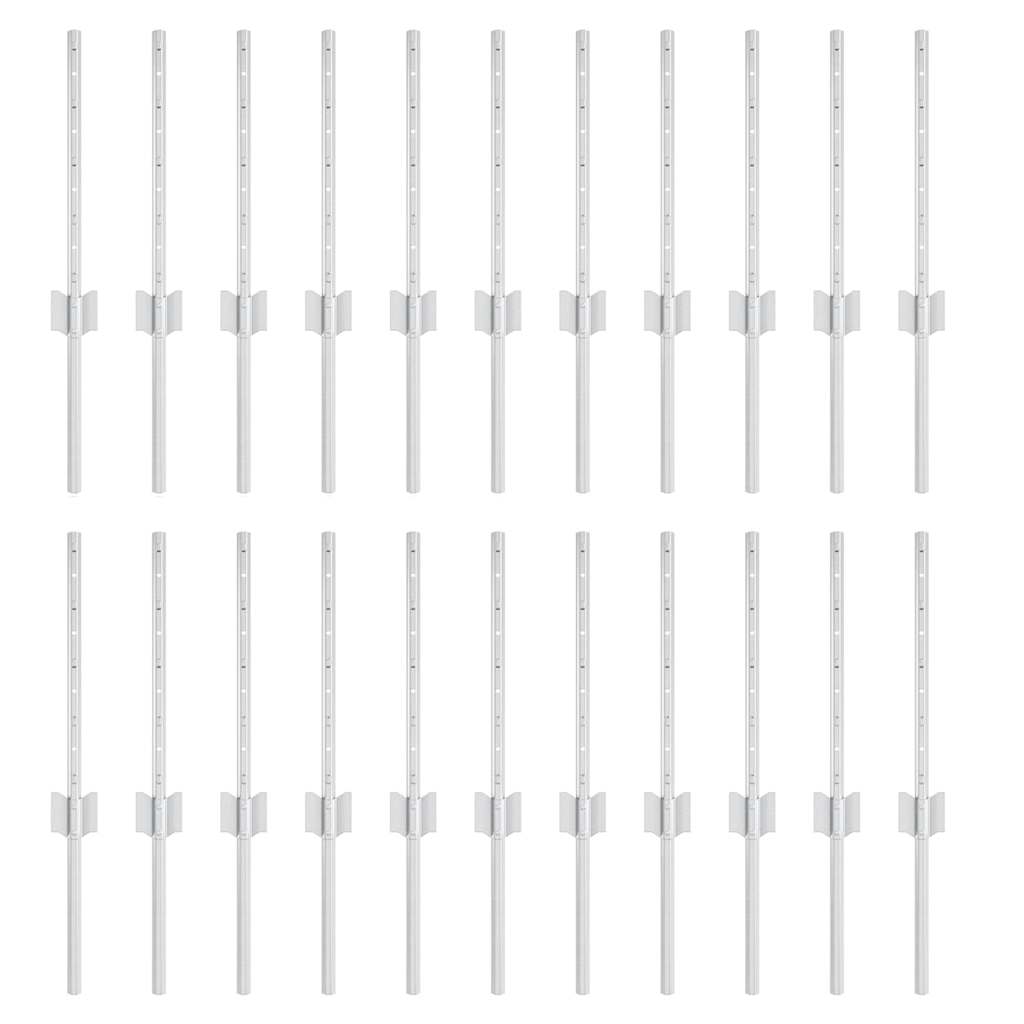 Plotové sloupky 22 pcs Stříbrná 80 cm Ocel