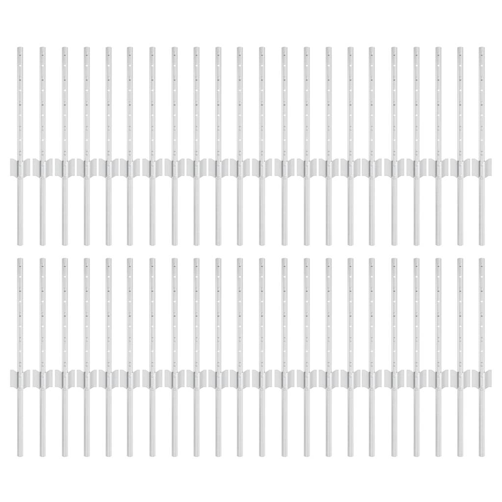 Plotové sloupky 44 pcs Stříbrná 80 cm Ocel