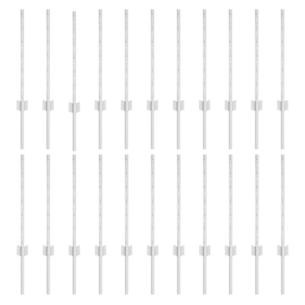 Plotové sloupky 22 pcs Stříbrná 100 cm Ocel