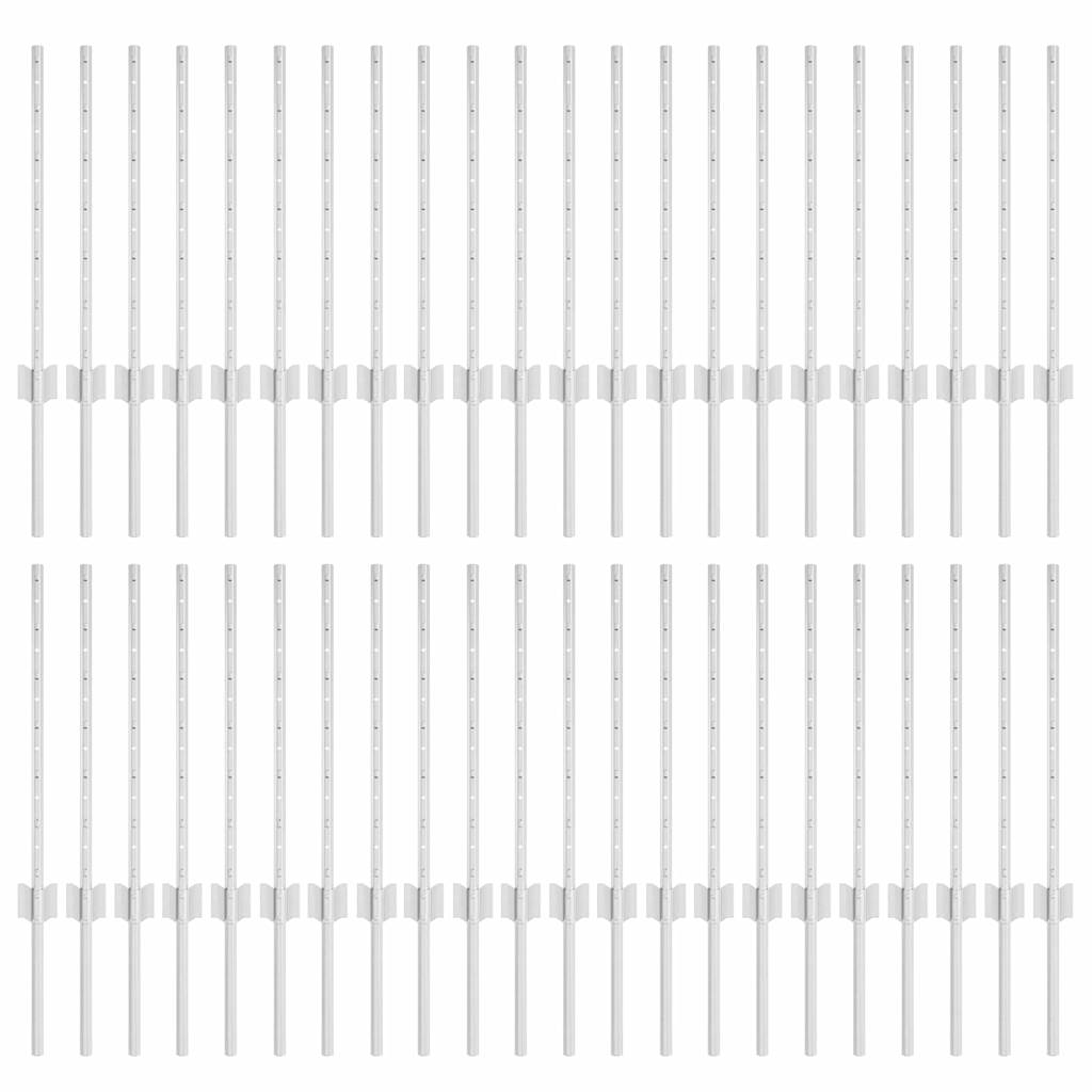 Plotové sloupky 44 pcs Stříbrná 100 cm Ocel