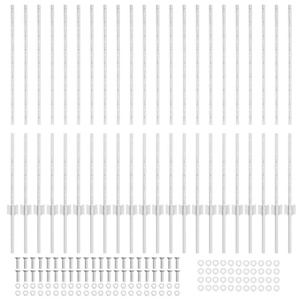 Plotové sloupky 44 pcs Stříbrná 160 cm Ocel