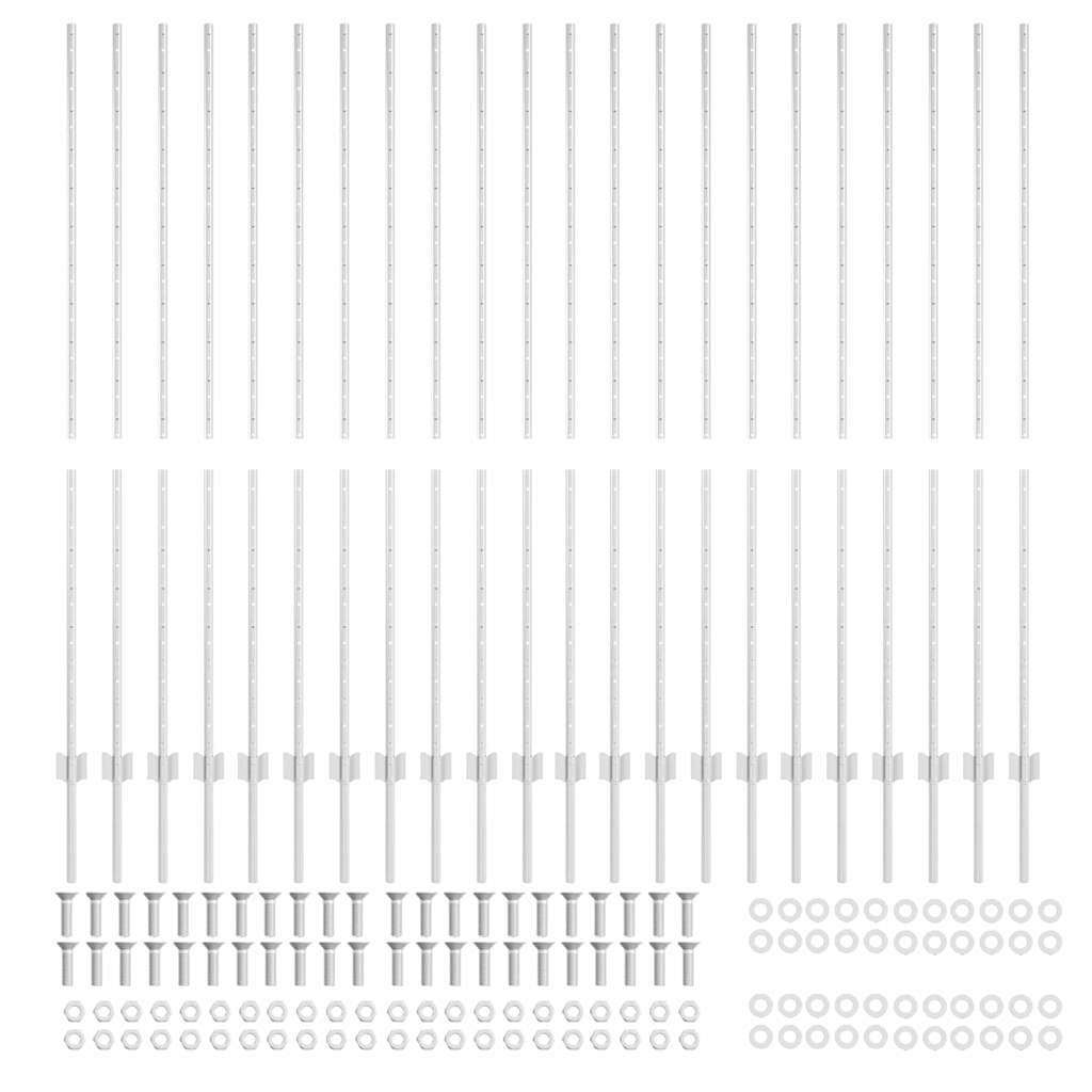 Plotové sloupky 44 pcs Stříbrná 200 cm Ocel