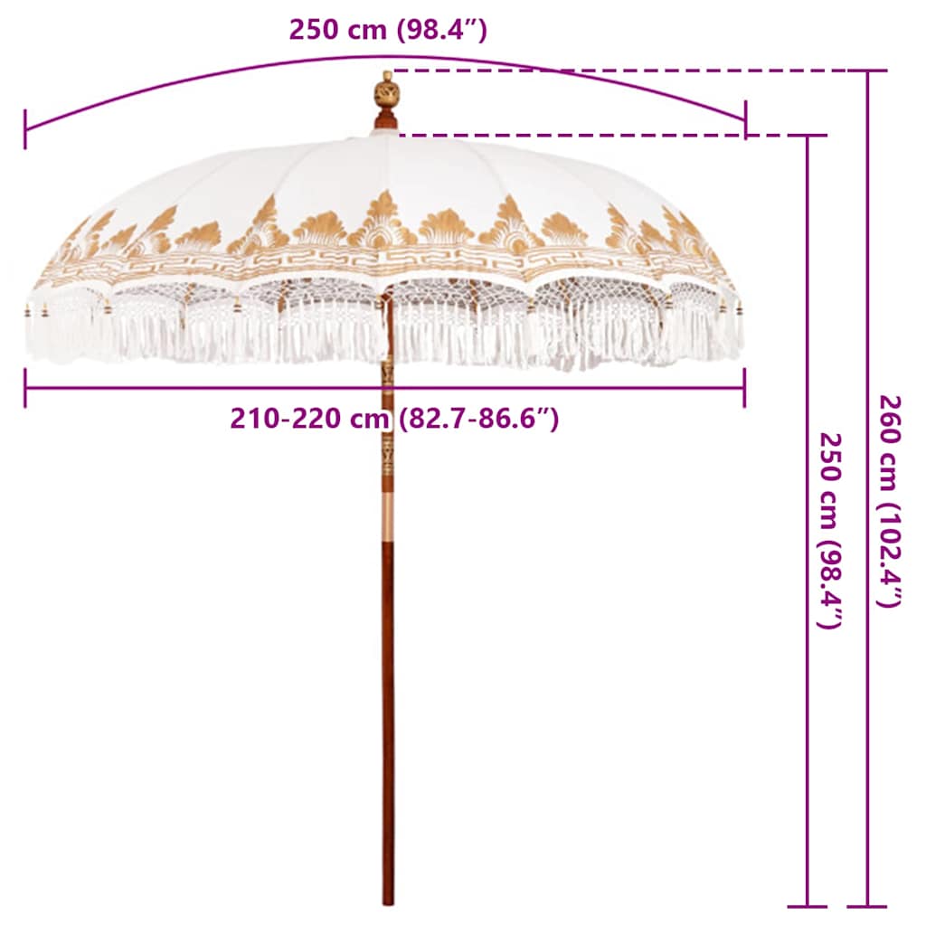 Balijský slunečník Krémová (210-220) x 260 cm