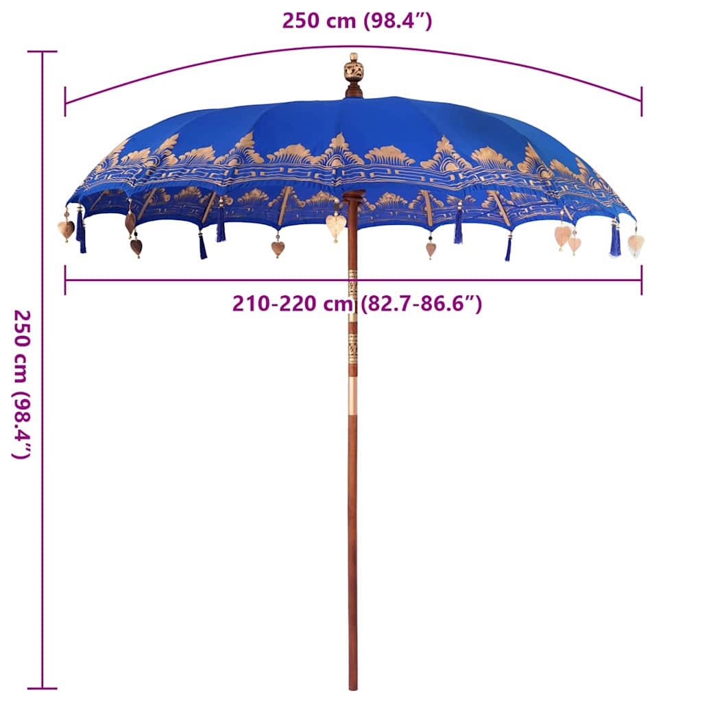 Balijský slunečník Modrá (210-220) x 260 cm