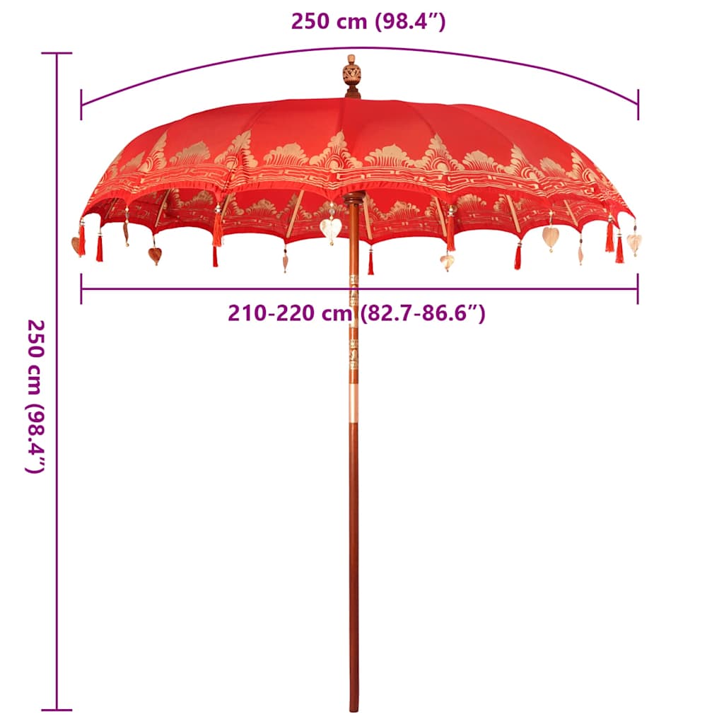 Balijský slunečník Červená (210-220) x 260 cm
