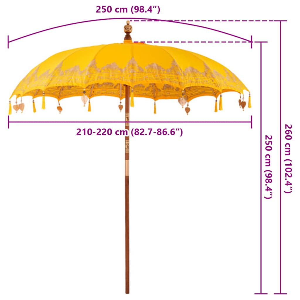 Balijský slunečník Žlutá (210-220) x 260 cm