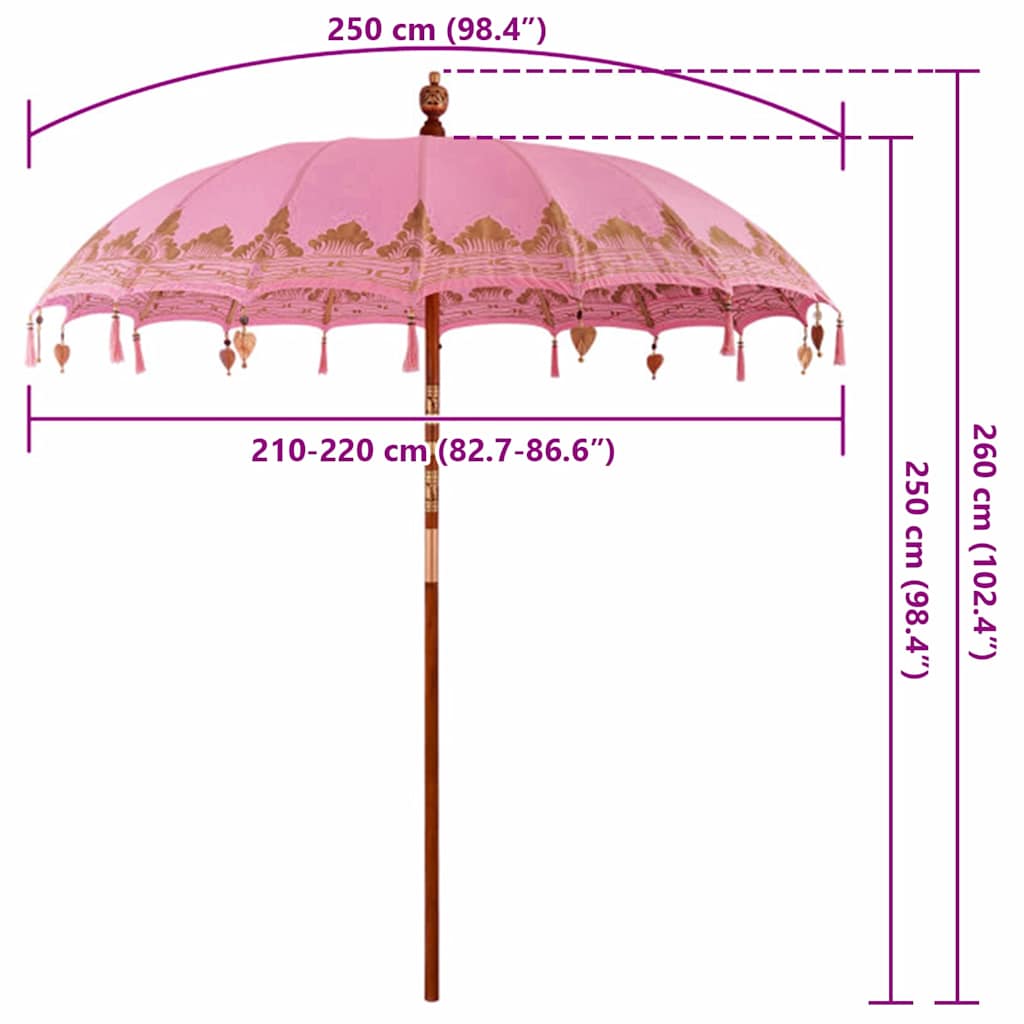 Balijský slunečník Růžová (210-220) x 260 cm