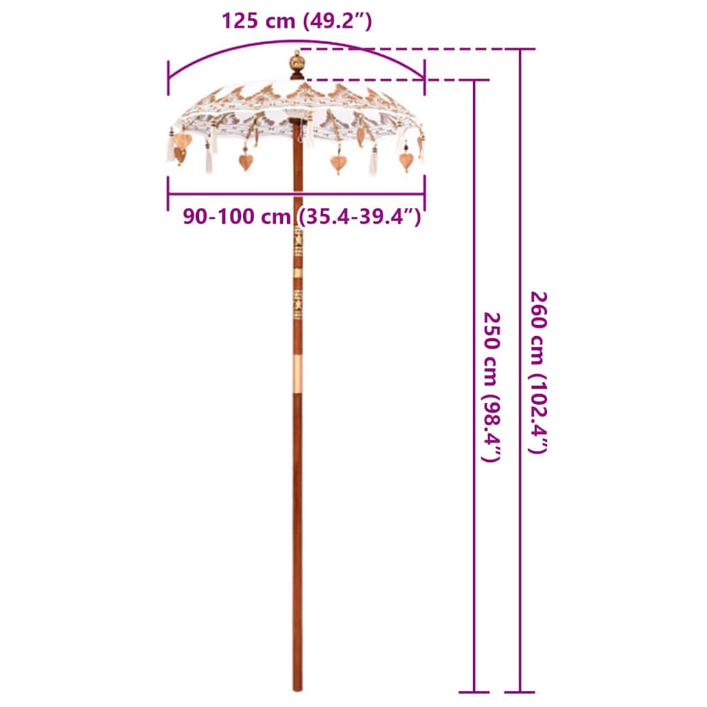 Balijský slunečník Krémová (90-100) x 260 cm