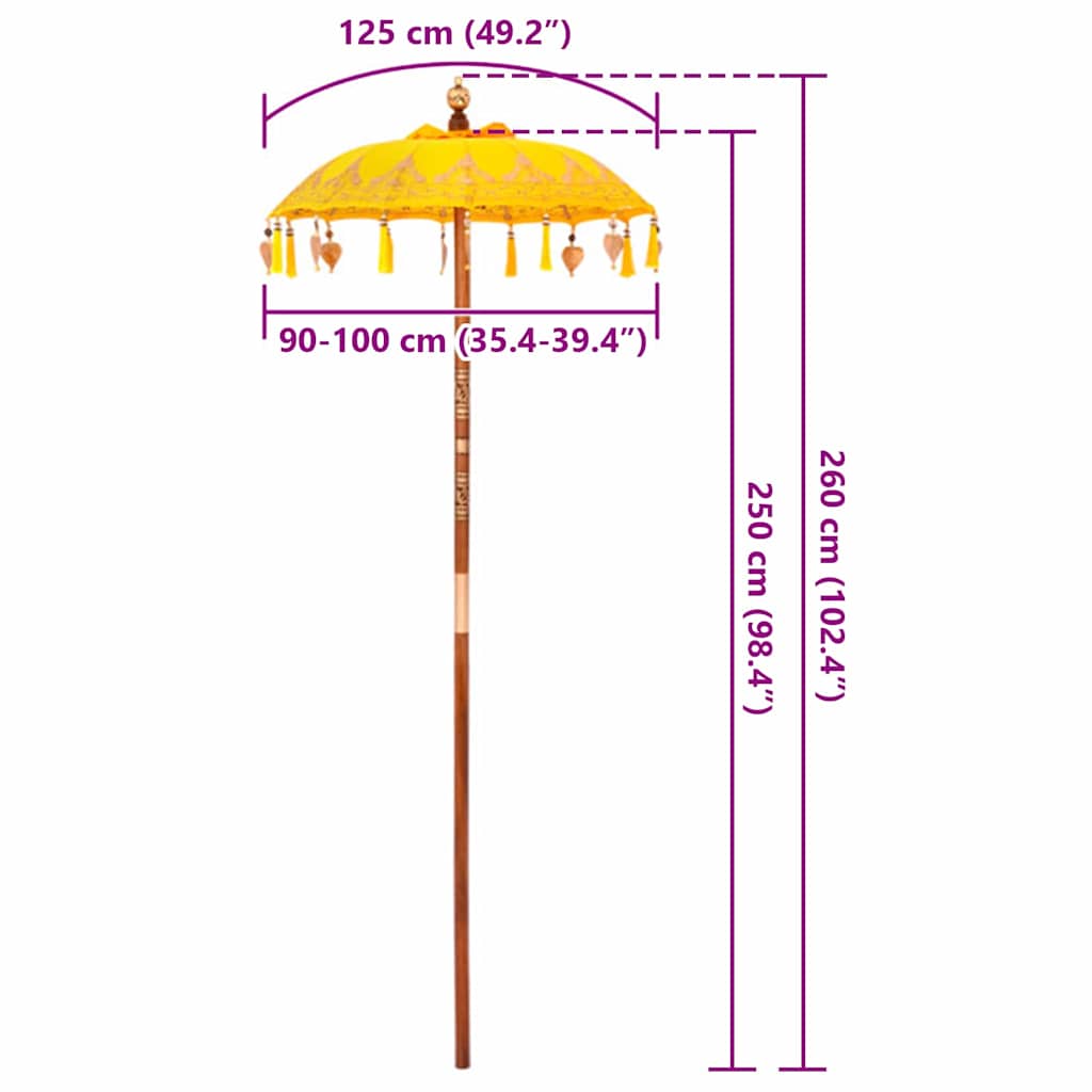 Balijský slunečník Žlutá (90-100) x 260 cm
