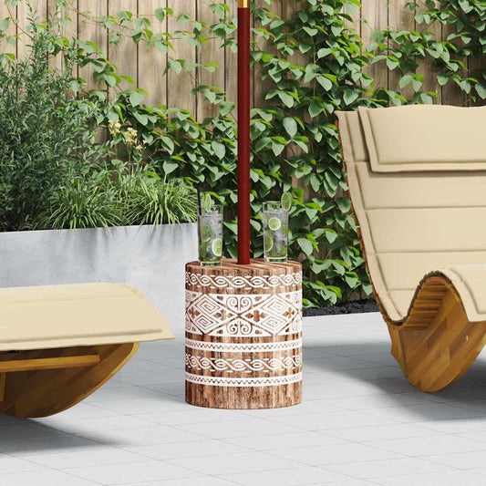 Základna pro slunečník bílý omývaný Ø34 x 40 cm masivní dřevo