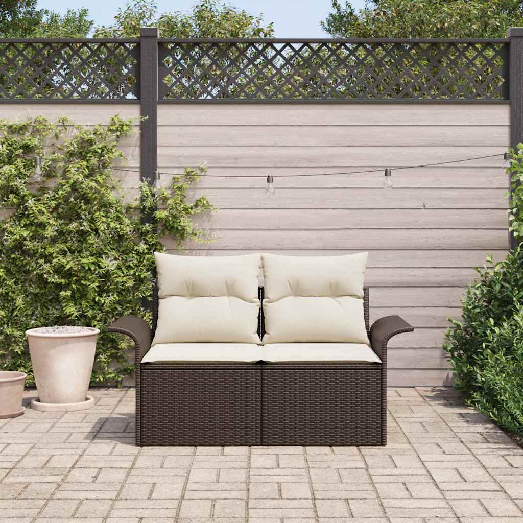 Zahradní sofa s polštářem Hnědá 141 x 62 x 69 cm polyratan