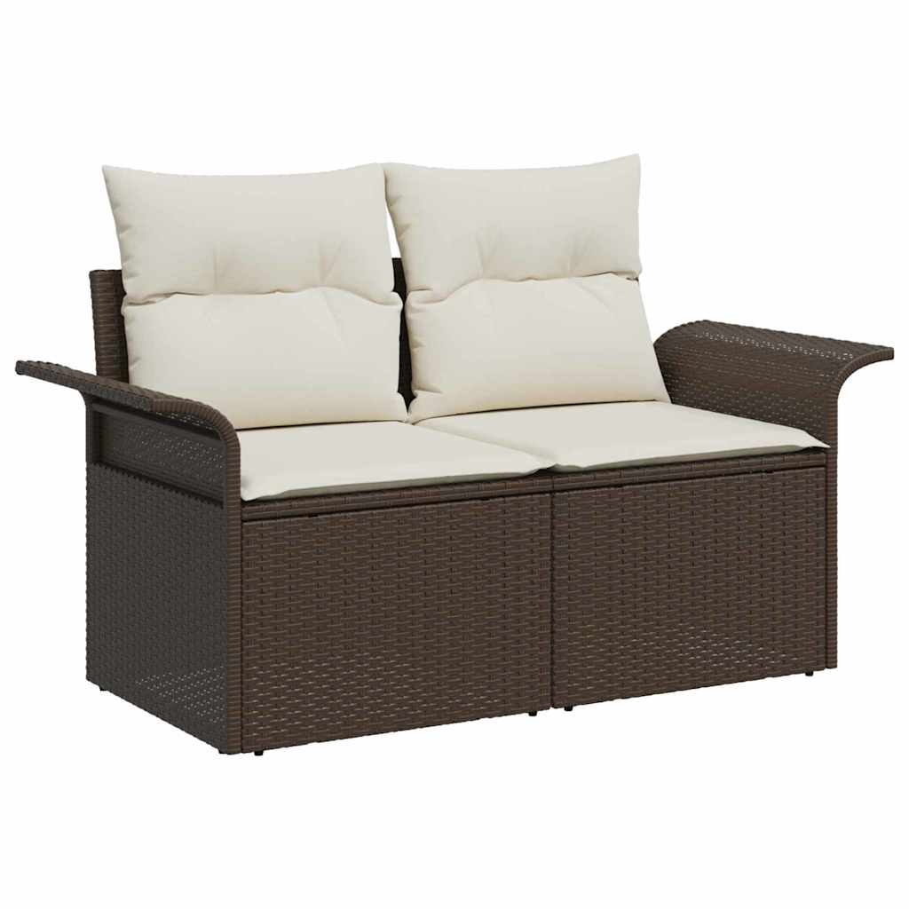 Zahradní sofa s polštářem Hnědá 141 x 62 x 69 cm polyratan