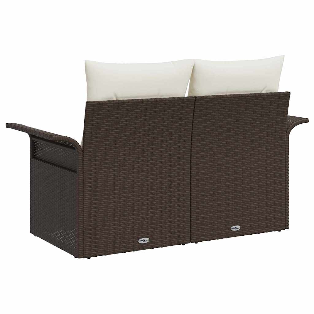 Zahradní sofa s polštářem Hnědá 141 x 62 x 69 cm polyratan