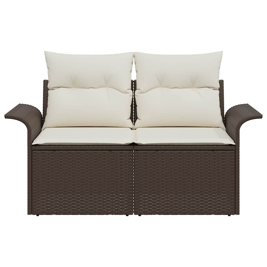 Zahradní sofa s polštářem Hnědá 141 x 62 x 69 cm polyratan