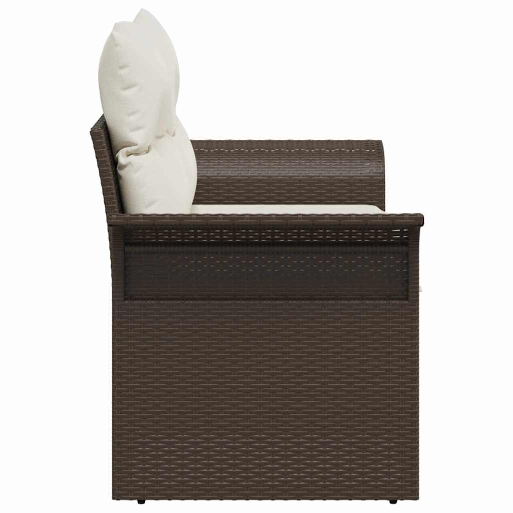 Zahradní sofa s polštářem Hnědá 141 x 62 x 69 cm polyratan