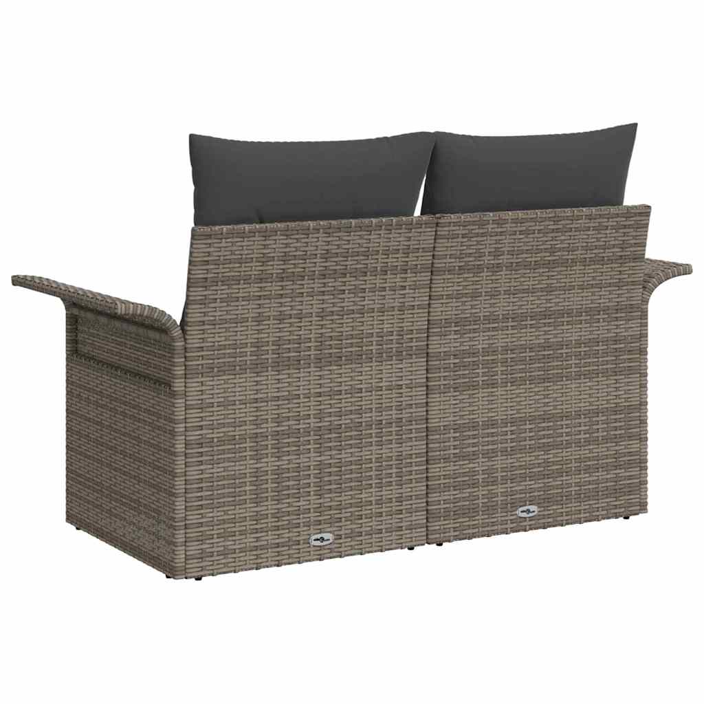 Zahradní sofa s polštářem Šedá 141 x 62 x 69 cm polyratan