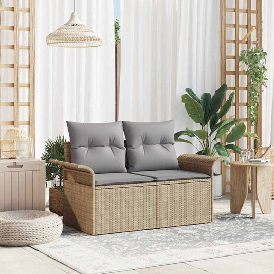 Zahradní sofa s polštářem Béžová 141 x 62 x 69 cm polyratan