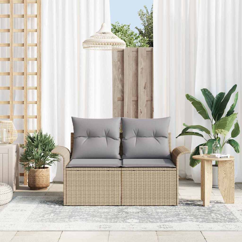 Zahradní sofa s polštářem Béžová 141 x 62 x 69 cm polyratan