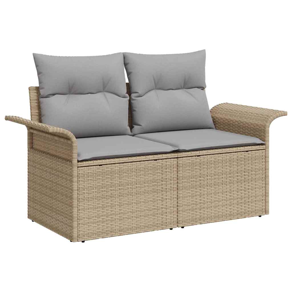 Zahradní sofa s polštářem Béžová 141 x 62 x 69 cm polyratan