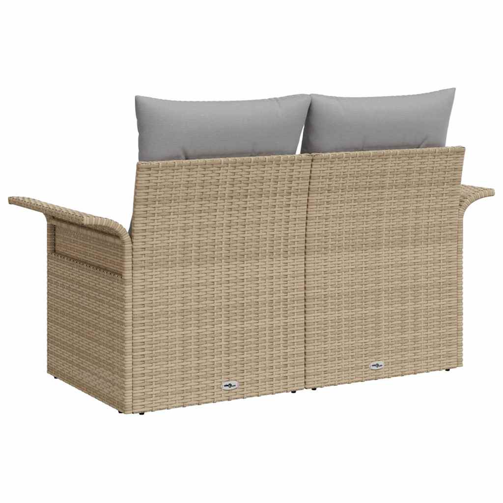 Zahradní sofa s polštářem Béžová 141 x 62 x 69 cm polyratan