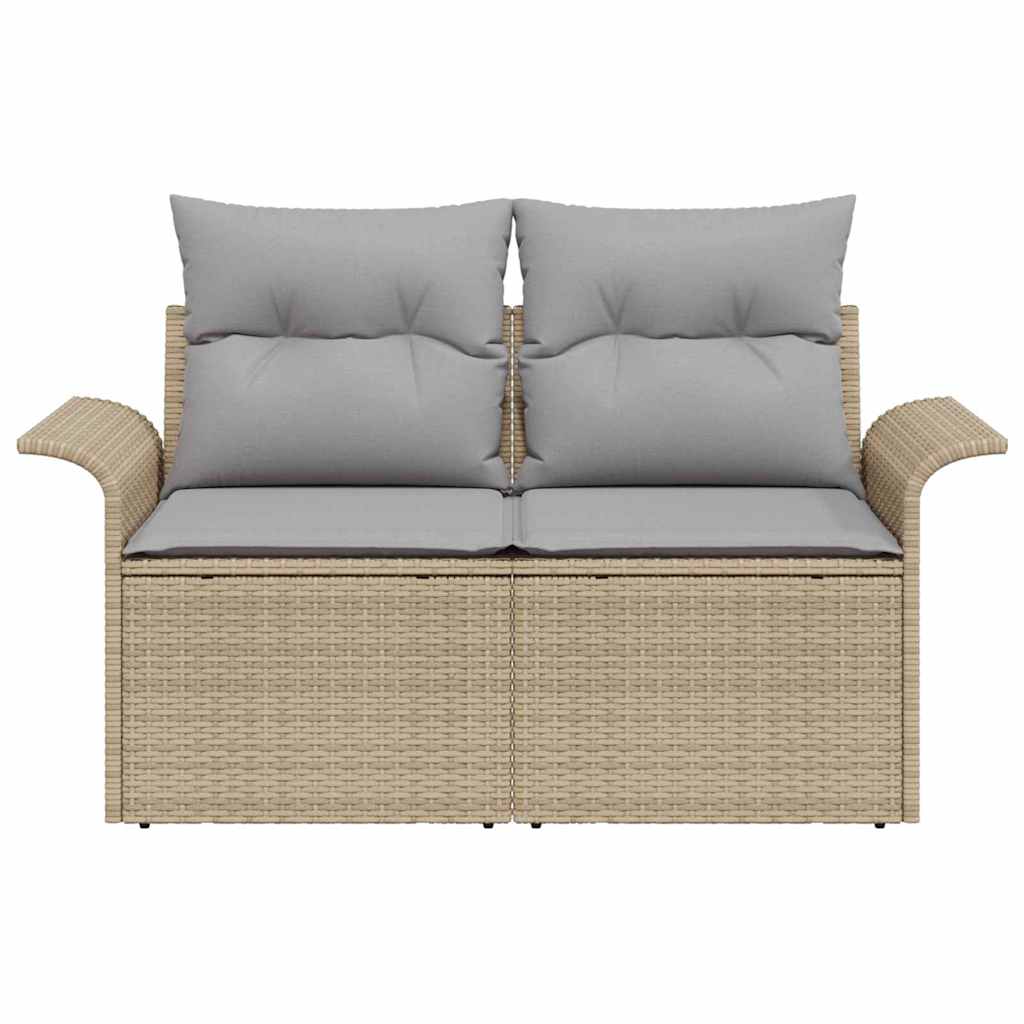 Zahradní sofa s polštářem Béžová 141 x 62 x 69 cm polyratan