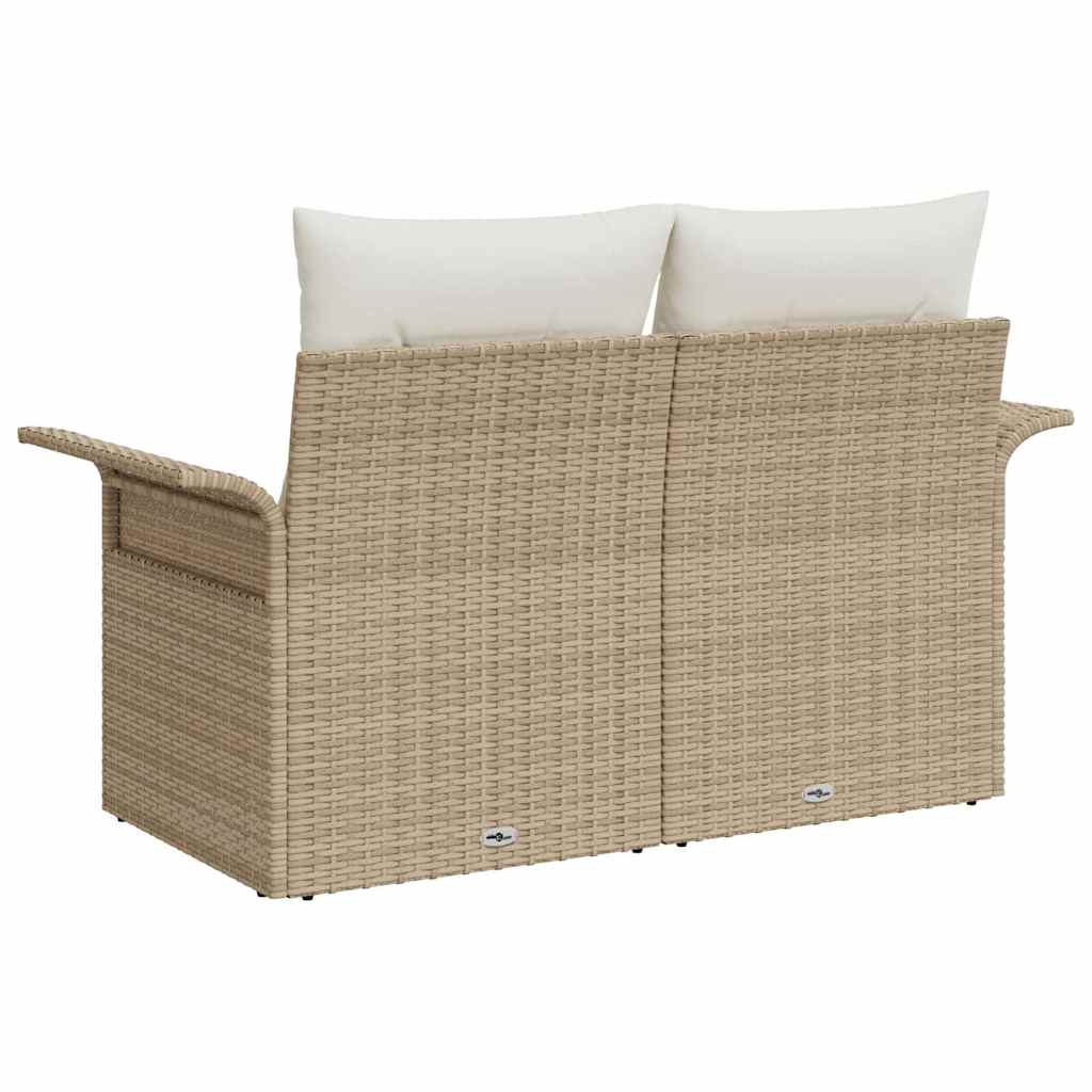 Zahradní sofa s polštářem Béžová 141 x 62 x 69 cm polyratan