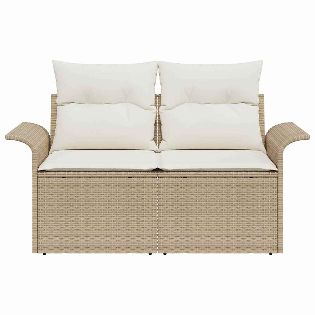 Zahradní sofa s polštářem Béžová 141 x 62 x 69 cm polyratan