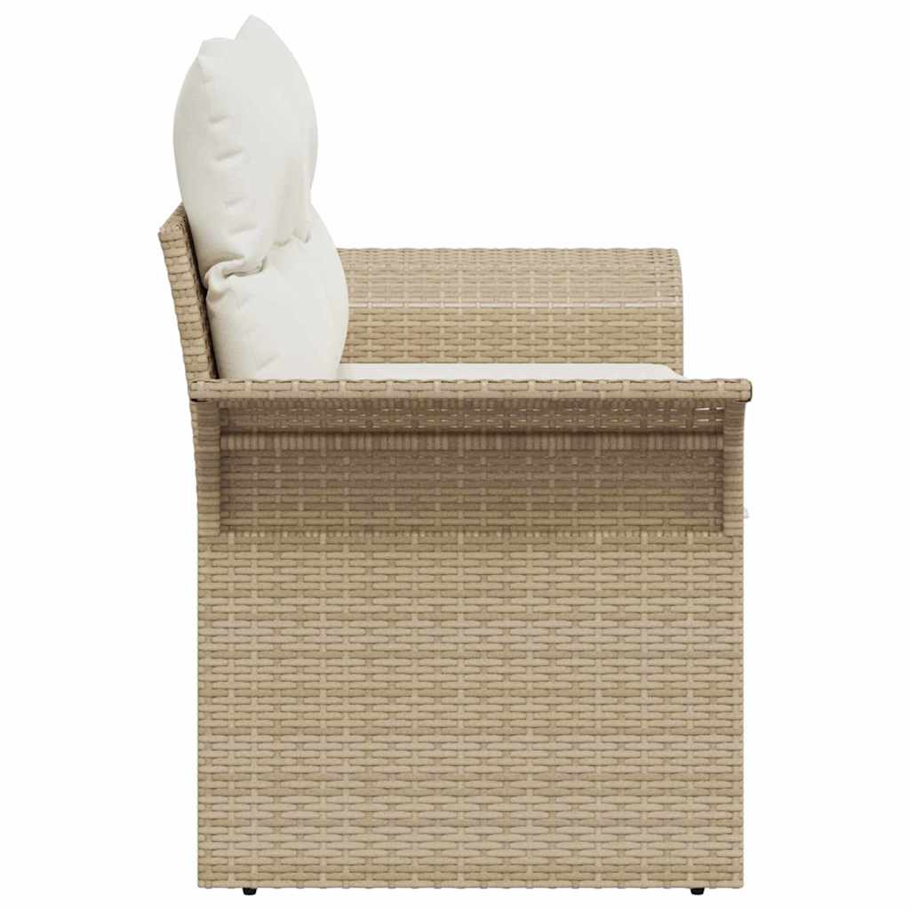 Zahradní sofa s polštářem Béžová 141 x 62 x 69 cm polyratan
