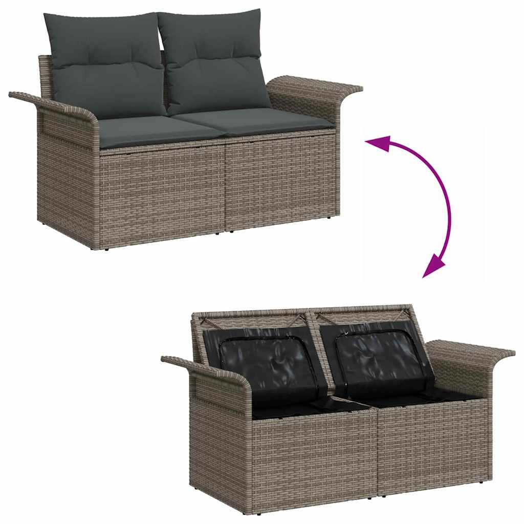 Zahradní sofa s polštářem Šedá 141 x 62 x 69 cm polyratan