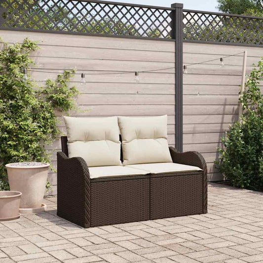 Zahradní sofa s polštářem Hnědá 121 x 62 x 69 cm polyratan
