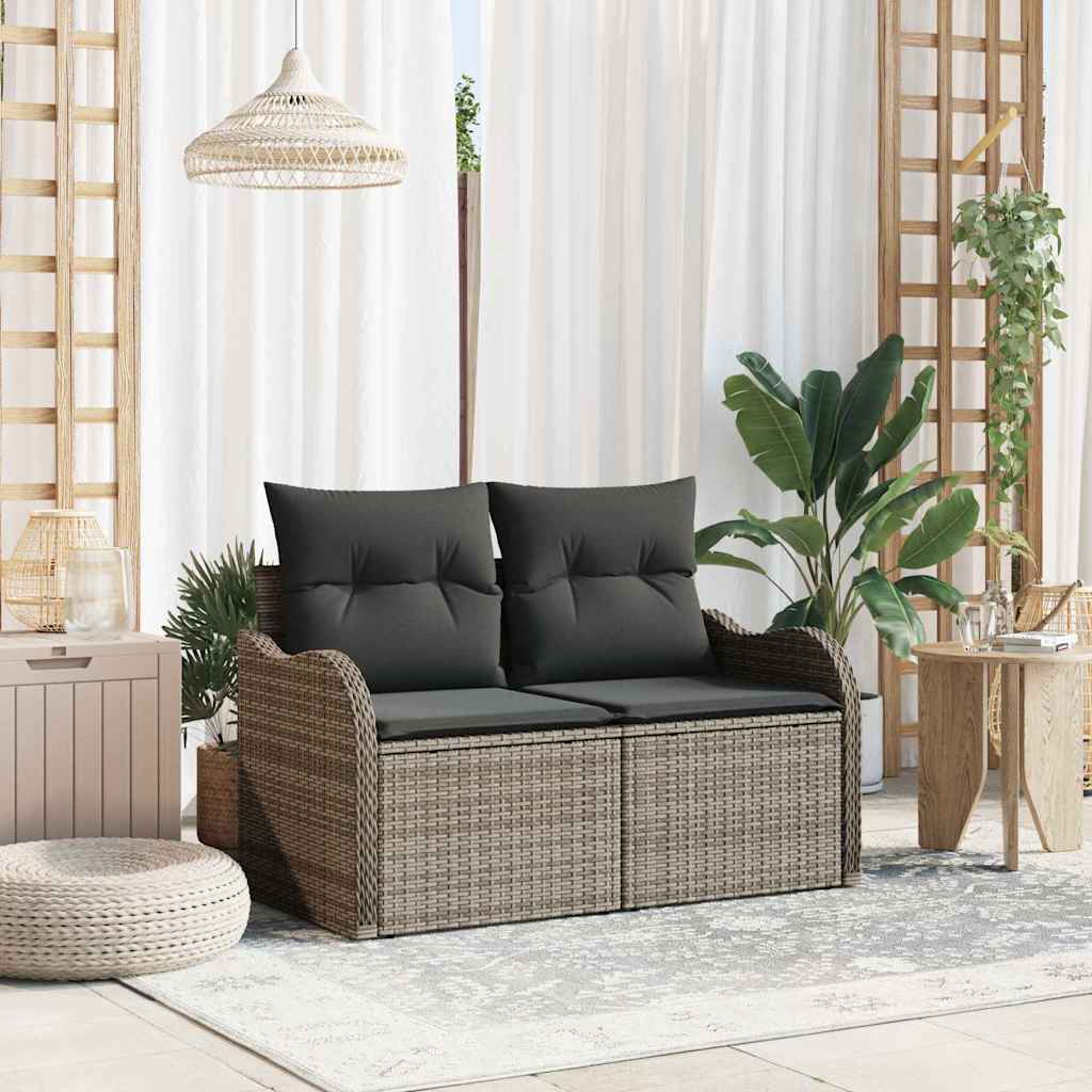 Zahradní sofa s polštářem Šedá 121 x 62 x 69 cm polyratan