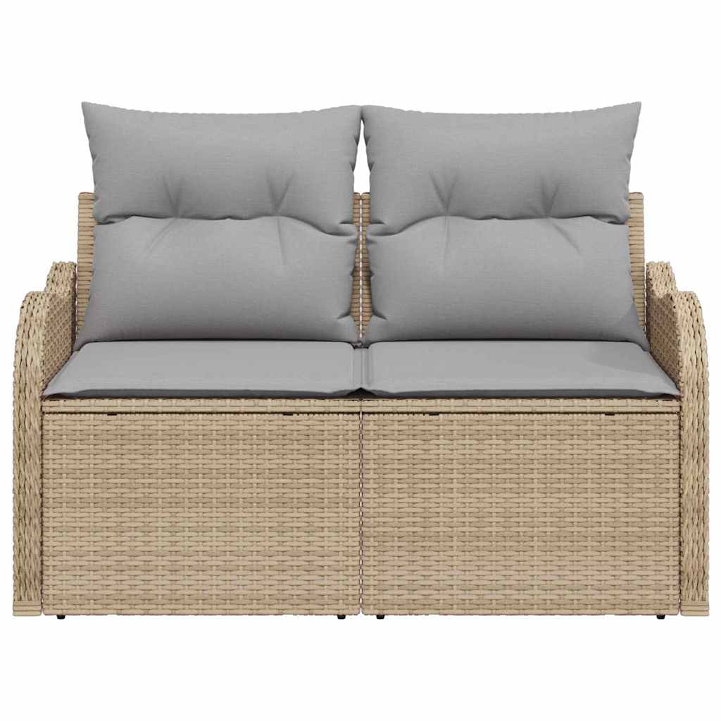 Zahradní sofa s polštářem Béžová 121 x 62 x 69 cm polyratan